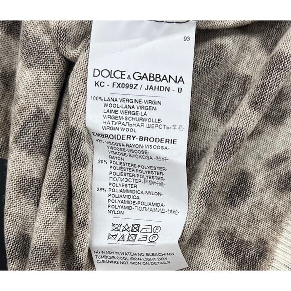 NWT DOLCE & GABBANA Animal Print Leopard Rose Cardigan Brown Red IT 40 S - Picture 8 of 9